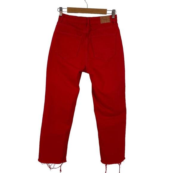 ZARA Z1975 HIGH RISE STRAIGHT LEG RED DENIM JEANS 6147/080 SIZE 4 - Picture 9 of 15